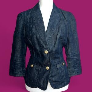 Y2K Vintage Juicy Couture Dark Indigo Denim Blazer with Gold Buttons